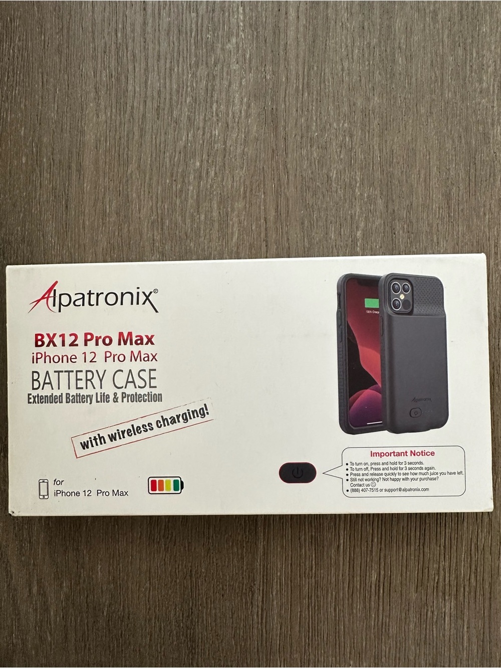 Battery Case for iPhone 12 Pro Max with Wireless Charging (BX12 Pro Max) - NEW